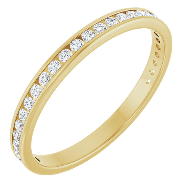14K Gold Round Natural Diamond Channel-Set Anniversary Band – 1.5 mm Stones (1/2 CTW) - Yellow Gold