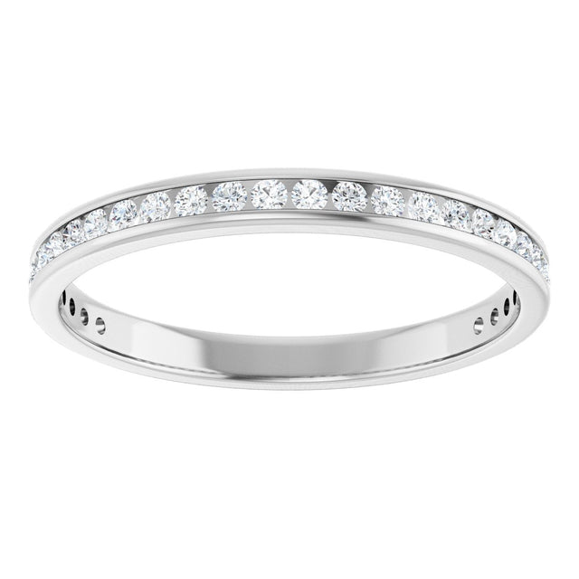 14K Gold Round Lab-Grown Diamond Channel-Set Anniversary Band – 1.5 mm Stones (1/2 CTW) - White Gold - view 3