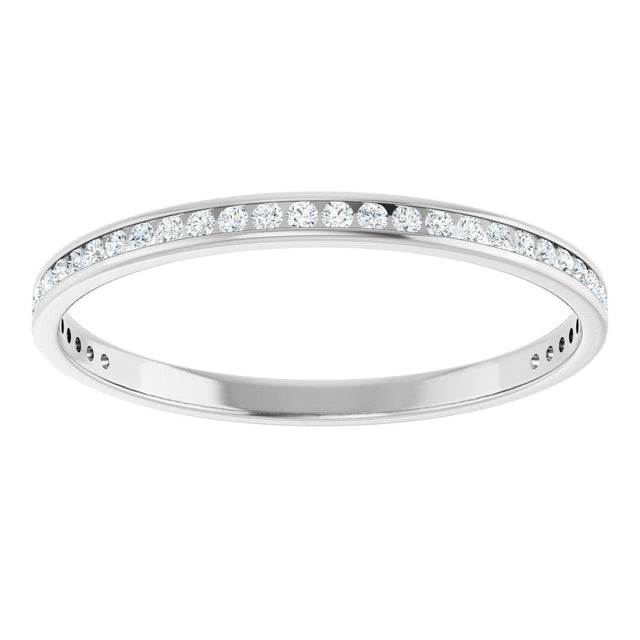 14K Gold Round Lab-Grown Diamond Channel-Set Anniversary Band – 1.5 mm Stones (1/2 CTW) - White Gold - view 3