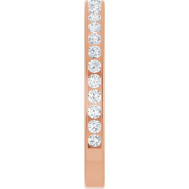 14K Gold Round Natural Diamond Channel-Set Anniversary Band – 2.25 mm Stones (1 CTW) - Rose Gold - view 4