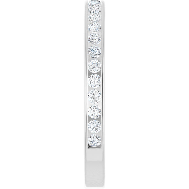 14K Gold Round Natural Diamond Channel-Set Anniversary Band – 2.25 mm Stones (1 CTW) - White Gold - view 4