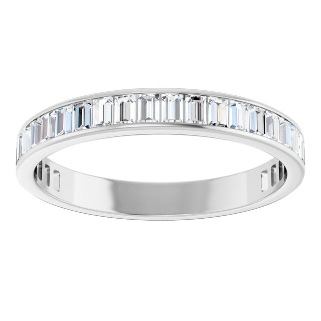 14K Gold Straight Baguette Natural Diamond Channel-Set Anniversary Band – 3x2 mm Stones - White Gold - view 3