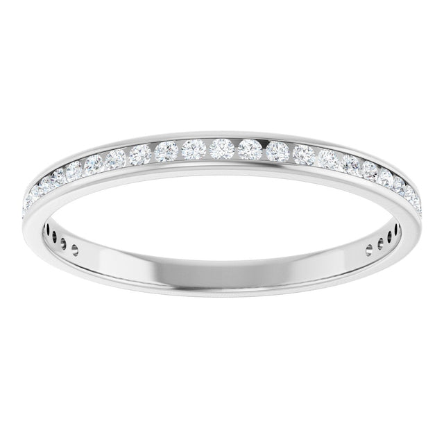 14K Gold Round Natural Diamond Channel-Set Anniversary Band – 1.5 mm Stones (1/2 CTW) - White Gold - view 3