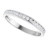 14K Gold Round Natural Diamond Channel-Set Anniversary Band – 1.5 mm Stones - White Gold - view 5