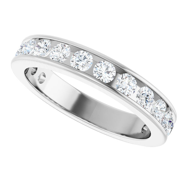14K Gold Round Natural Diamond Channel-Set Anniversary Band – 2.5 mm Stones - White Gold - view 5