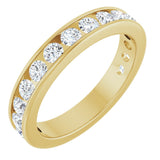 14K Gold Round Natural Diamond Channel-Set Anniversary Band – 2.5 mm Stones - Yellow Gold