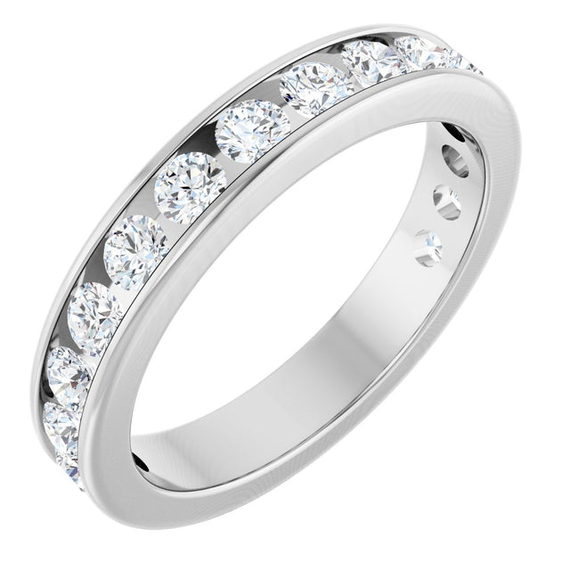 14K Gold Round Natural Diamond Channel-Set Anniversary Band – 2.5 mm Stones - White Gold