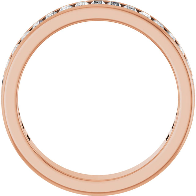 14K Gold Straight Baguette Lab-Grown Diamond Channel-Set Anniversary Band – 3x1.5 mm Stones - Rose Gold - view 2