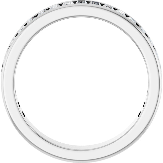 14K Gold Straight Baguette Natural Diamond Channel-Set Anniversary Band – 3x1.5 mm Stones - White Gold - view 2