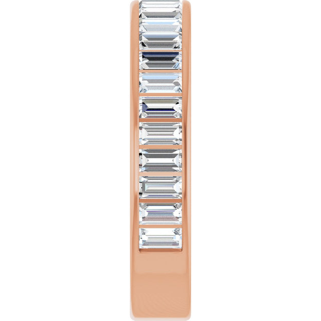14K Gold Straight Baguette Lab-Grown Diamond Channel-Set Anniversary Band – 3x1.5 mm Stones - Rose Gold - view 4