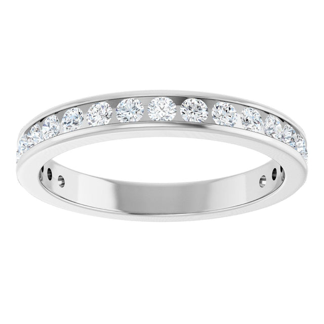 14K Gold Round Natural Diamond Channel-Set Anniversary Band – 2 mm Stones - White Gold - view 3