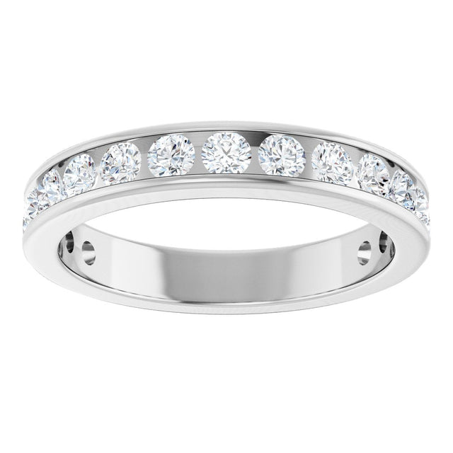14K Gold Round Lab-Grown Diamond Channel-Set Anniversary Band – 2.25 mm Stones - White Gold - view 3