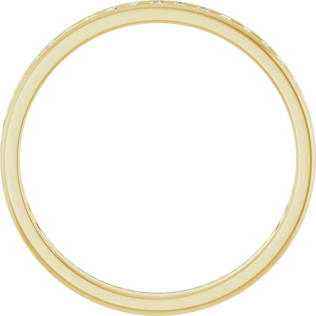 14K Gold Round Natural Diamond Channel-Set Anniversary Band – 1.5 mm Stones - Yellow Gold - view 2