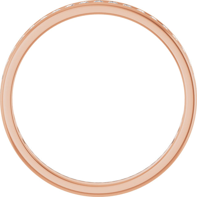 14K Gold Round Natural Diamond Channel-Set Anniversary Band – 1.5 mm Stones - Rose Gold - view 2