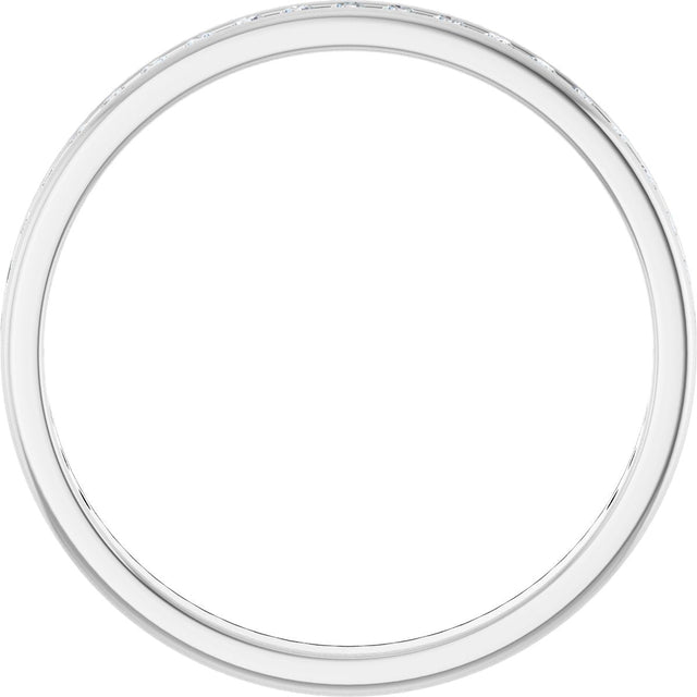 14K Gold Round Natural Diamond Channel-Set Anniversary Band – 1.5 mm Stones - White Gold - view 2
