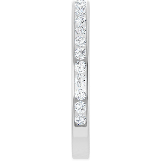 14K Gold Round Natural Diamond Channel-Set Anniversary Band – 2.25 mm Stones (1 CTW) - White Gold - view 4