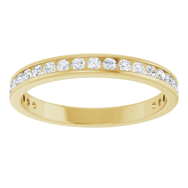 10K Gold Round Natural Diamond Channel-Set Anniversary Band – 1/2 CTW – Sizes 15-20 - Yellow Gold - view 3