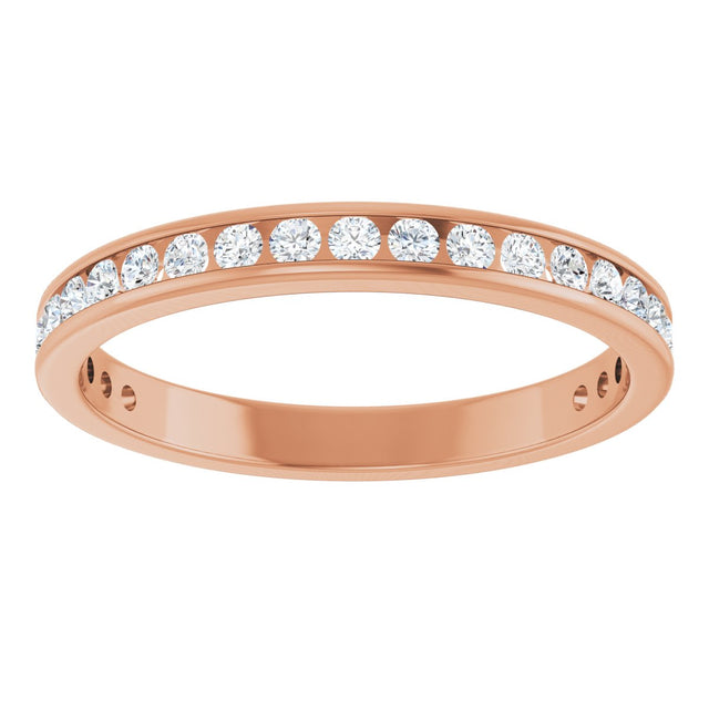 10K Gold Round Natural Diamond Channel-Set Anniversary Band – 1/2 CTW – Sizes 15-20 - Rose Gold - view 3