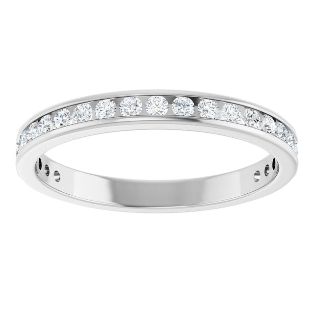 10K Gold Round Natural Diamond Channel-Set Anniversary Band – 1/2 CTW – Sizes 15-20 - White Gold - view 3