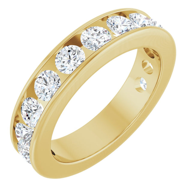 14K Gold Round Lab-Grown Diamond Channel-Set Anniversary Band – 3 mm Stones - Yellow Gold