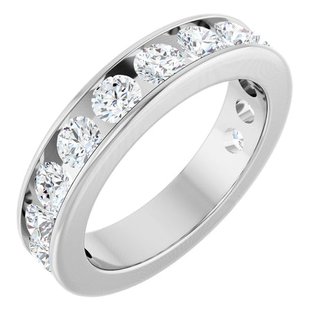 14K Gold Round Lab-Grown Diamond Channel-Set Anniversary Band – 3 mm Stones - White Gold