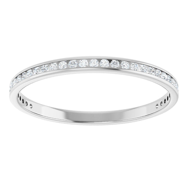 14K Gold Round Lab-Grown Diamond Channel-Set Anniversary Band – 1.5 mm Stones (1/2 CTW) - White Gold - view 3