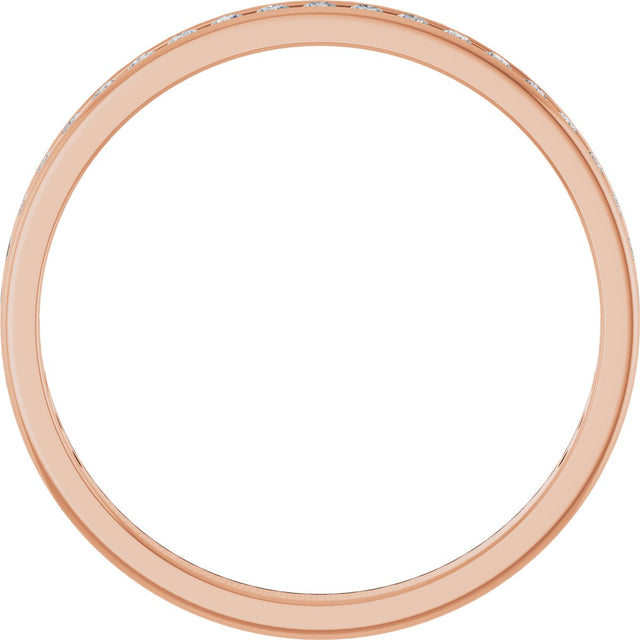 14K Gold Round Natural Diamond Channel-Set Anniversary Band – 2 mm Stones - Rose Gold - view 2