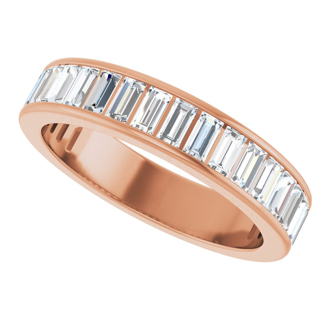 14K Gold Straight Baguette Lab-Grown Diamond Channel-Set Anniversary Band – 3x1.5 mm Stones - Rose Gold - view 5
