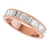 14K Gold Straight Baguette Natural Diamond Channel-Set Anniversary Band – 3x1.5 mm Stones - Rose Gold - view 5