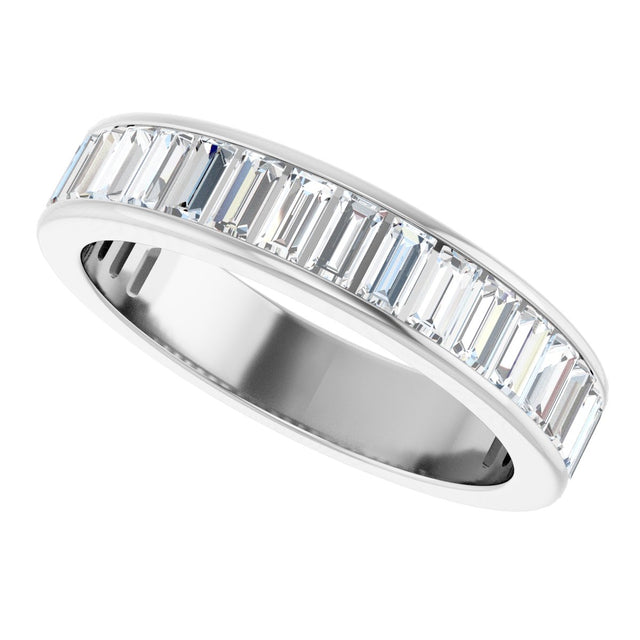 14K Gold Straight Baguette Natural Diamond Channel-Set Anniversary Band – 3x1.5 mm Stones - White Gold - view 5