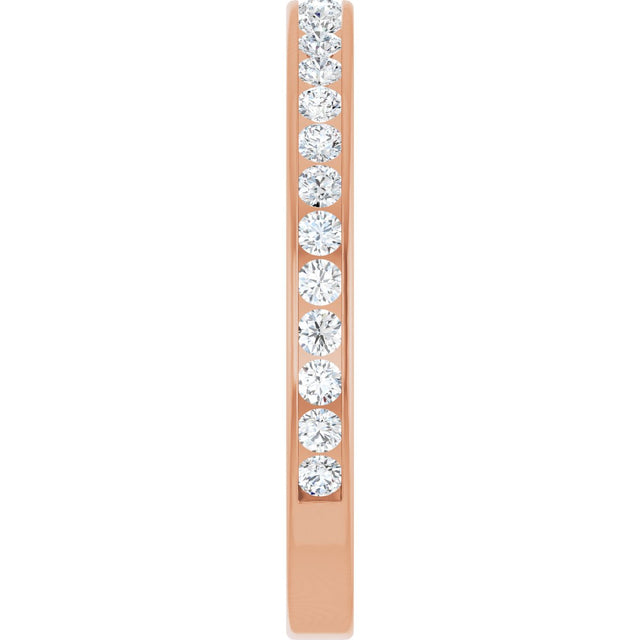 14K Gold Round Natural Diamond Channel-Set Anniversary Band – 2.25 mm Stones (1 CTW) - Rose Gold - view 4