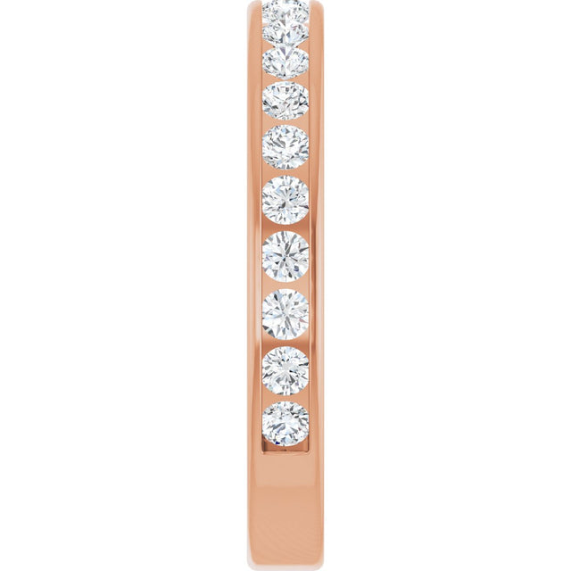 14K Gold Round Natural Diamond Channel-Set Anniversary Band – 2 mm Stones - Rose Gold - view 4