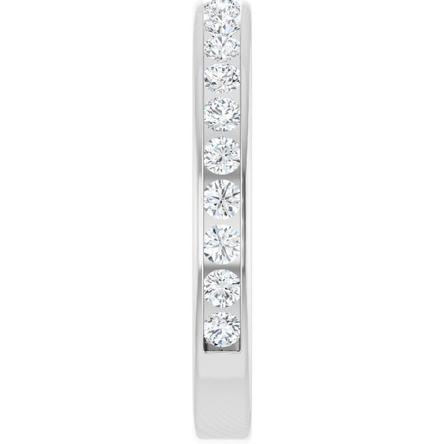 14K Gold Round Natural Diamond Channel-Set Anniversary Band – 2 mm Stones - White Gold - view 4