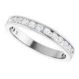 14K Gold Round Natural Diamond Channel-Set Anniversary Band – 2 mm Stones - White Gold - view 5