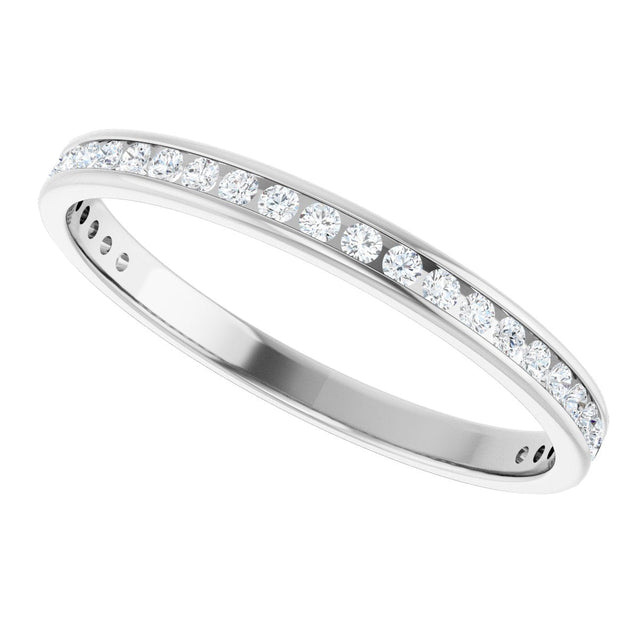 14K Gold Round Lab-Grown Diamond Channel-Set Anniversary Band – 1.5 mm Stones (1/2 CTW) - White Gold - view 5