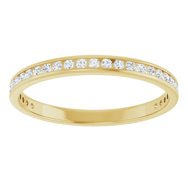 14K Gold Round Lab-Grown Diamond Channel-Set Anniversary Band – 1.5 mm Stones (1/2 CTW) - Yellow Gold - view 3