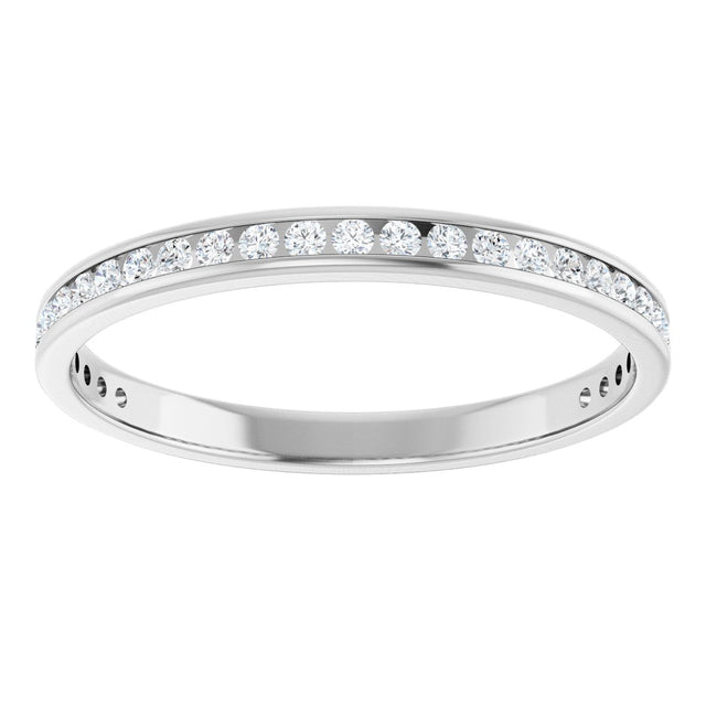 14K Gold Round Lab-Grown Diamond Channel-Set Anniversary Band – 1.5 mm Stones (1/2 CTW) - White Gold - view 3