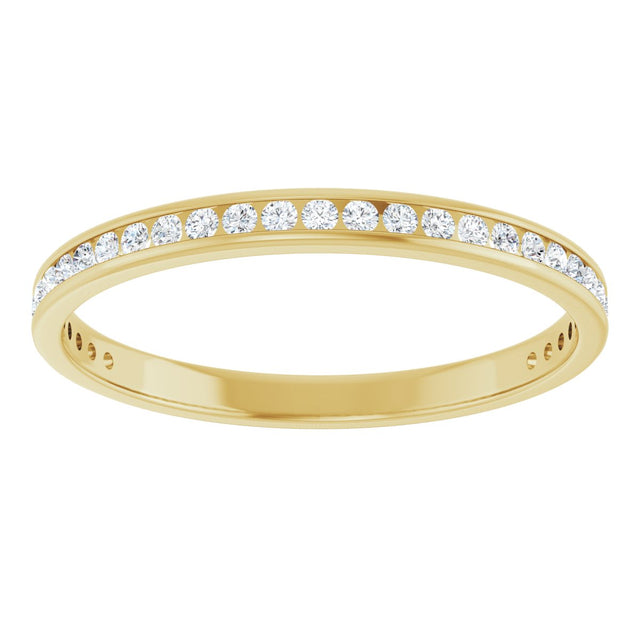 14K Gold Round Lab-Grown Diamond Channel-Set Anniversary Band – 1.5 mm Stones (1/2 CTW) - Yellow Gold - view 3