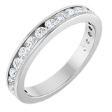 14K Gold Round Natural Diamond Channel-Set Anniversary Band – 2 mm Stones - White Gold