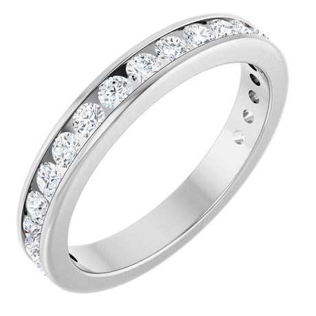 14K Gold Round Lab-Grown Diamond Channel-Set Anniversary Band – 2 mm Stones - White Gold