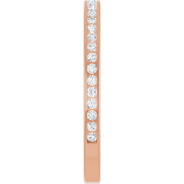 14K Gold Round Natural Diamond Channel-Set Anniversary Band – 1.7 mm Stones - Rose Gold - view 4