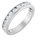 14K Gold Round Lab-Grown Diamond Channel-Set Anniversary Band – 2.25 mm Stones - White Gold