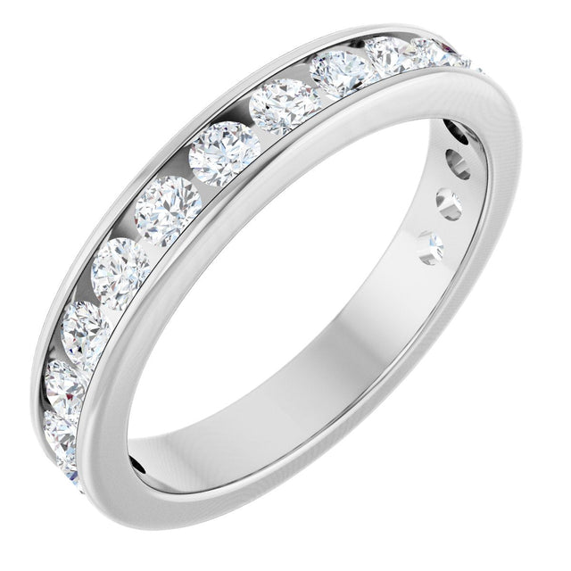 14K Gold Round Lab-Grown Diamond Channel-Set Anniversary Band – 2.25 mm Stones - White Gold