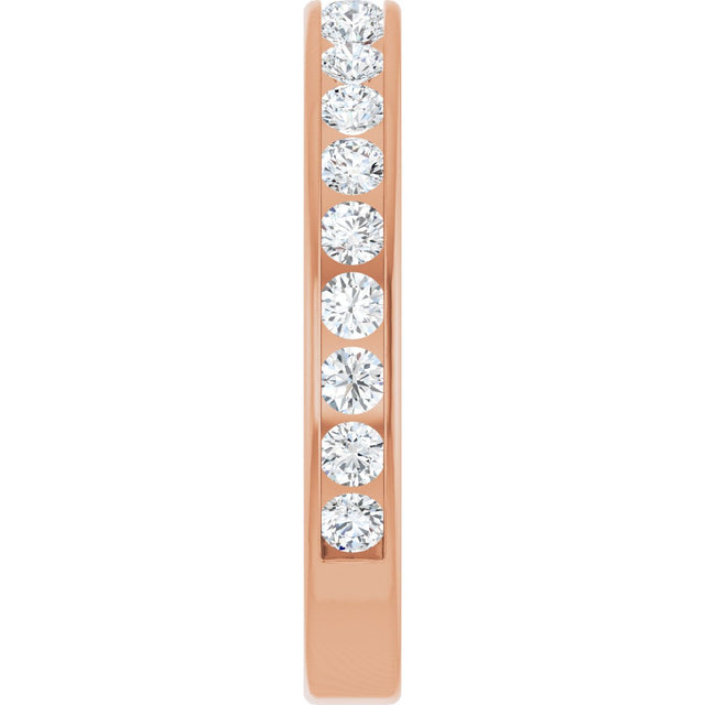 14K Gold Round Natural Diamond Channel-Set Anniversary Band – 2.25 mm Stones - Rose Gold - view 4