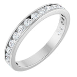 14K Gold Round Natural Diamond Channel-Set Anniversary Band – 2.25 mm Stones - White Gold