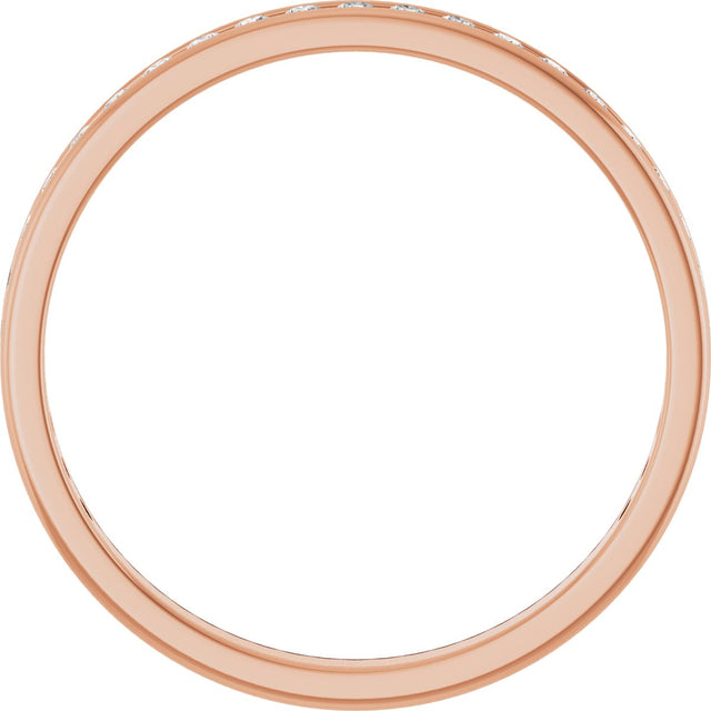 14K Gold Round Natural Diamond Channel-Set Anniversary Band – 1.7 mm Stones - Rose Gold - view 2