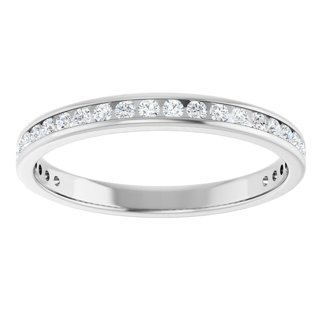 14K Gold Round Natural Diamond Channel-Set Anniversary Band – 1.5 mm Stones - White Gold - view 3