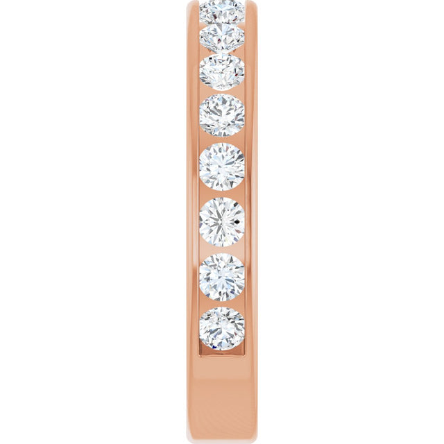 14K Gold Round Lab-Grown Diamond Channel-Set Anniversary Band – 2.25 mm Stones - Rose Gold - view 4