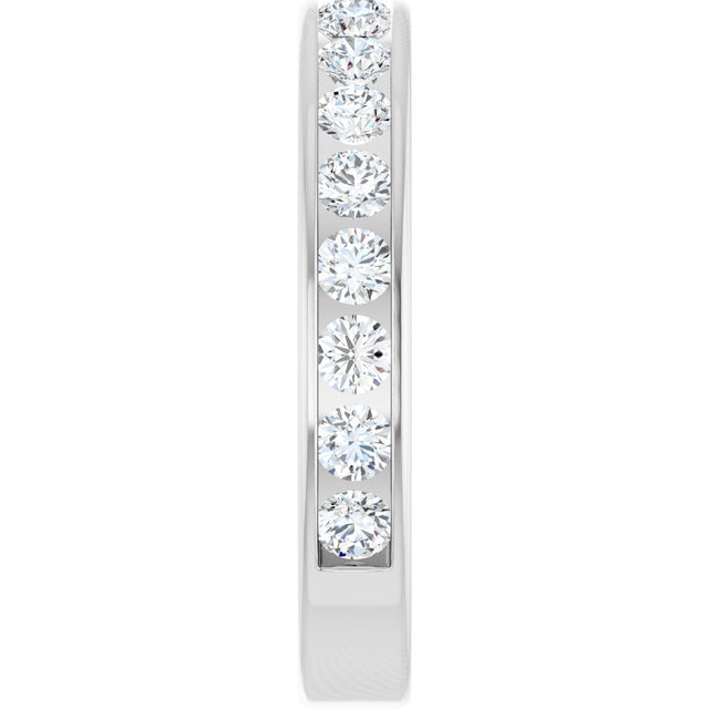 14K Gold Round Natural Diamond Channel-Set Anniversary Band – 2.25 mm Stones - White Gold - view 4