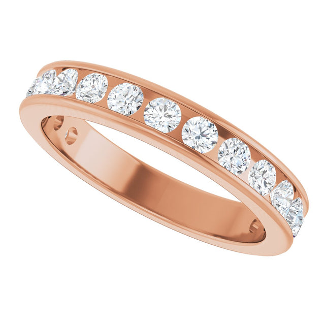 14K Gold Round Lab-Grown Diamond Channel-Set Anniversary Band – 2.25 mm Stones - Rose Gold - view 5
